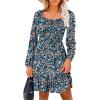 imageANRABESS Womens Long Lantern Sleeve Square Neck Dress Smocked Tiered High Waist Ruffle Flowy Swing 2026 Spring Short DressesPrint Blue White