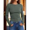 imageANRABESS Womens Long Sleeve Waffle Knit Shirts Casual Slim Fitted Crew Neck Thermal Tops Basic Tee 2026 Fall Trendy OutfitsArmy Green
