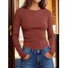 imageANRABESS Womens Long Sleeve Waffle Knit Shirts Casual Slim Fitted Crew Neck Thermal Tops Basic Tee 2026 Fall Trendy OutfitsBirck Red
