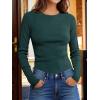 imageANRABESS Womens Long Sleeve Waffle Knit Shirts Casual Slim Fitted Crew Neck Thermal Tops Basic Tee 2026 Fall Trendy OutfitsDeep Green