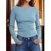 imageANRABESS Womens Long Sleeve Waffle Knit Shirts Casual Slim Fitted Crew Neck Thermal Tops Basic Tee 2026 Fall Trendy OutfitsDusty Blue