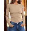imageANRABESS Womens Long Sleeve Waffle Knit Shirts Casual Slim Fitted Crew Neck Thermal Tops Basic Tee 2026 Fall Trendy OutfitsLight Brown