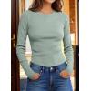 imageANRABESS Womens Long Sleeve Waffle Knit Shirts Casual Slim Fitted Crew Neck Thermal Tops Basic Tee 2026 Fall Trendy OutfitsLight Green