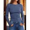 imageANRABESS Womens Long Sleeve Waffle Knit Shirts Casual Slim Fitted Crew Neck Thermal Tops Basic Tee 2026 Fall Trendy OutfitsNavy Blue