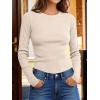 imageANRABESS Womens Long Sleeve Waffle Knit Shirts Casual Slim Fitted Crew Neck Thermal Tops Basic Tee 2026 Fall Trendy OutfitsParchment