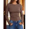 imageANRABESS Womens Long Sleeve Waffle Knit Shirts Casual Slim Fitted Crew Neck Thermal Tops Basic Tee 2026 Fall Trendy OutfitsRed Brown