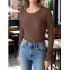 imageANRABESS Womens Long Sleeve Waffle Knit Shirts Casual Slim Fitted Crew Neck Thermal Tops Basic Tee 2026 Fall Trendy OutfitsRed Brown