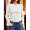 imageANRABESS Womens Long Sleeve Waffle Knit Shirts Casual Slim Fitted Crew Neck Thermal Tops Basic Tee 2026 Fall Trendy OutfitsWhite