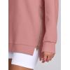 imageANRABESS Womens Oversized Sweatshirts Crewneck Long Sleeve Tunic Pullover Shirts Side Zipper Hoodies 2026 Spring ClothesDark Pink