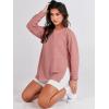 imageANRABESS Womens Oversized Sweatshirts Crewneck Long Sleeve Tunic Pullover Shirts Side Zipper Hoodies 2026 Spring ClothesDark Pink