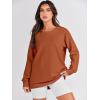 imageANRABESS Womens Oversized Sweatshirts Crewneck Long Sleeve Tunic Pullover Shirts Side Zipper Hoodies 2026 Spring ClothesRust
