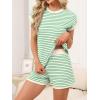 imageANRABESS Womens Pajama Sets Striped 2 Piece Lounge Shorts PJ Set Short Sleeve T Shirts 2026 Casual Summer Loungewear OutfitsGreen Beige Striped