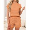 imageANRABESS Womens Pajama Sets Striped 2 Piece Lounge Shorts PJ Set Short Sleeve T Shirts 2026 Casual Summer Loungewear OutfitsOrange Stripe