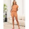 imageANRABESS Womens Pajama Sets Striped 2 Piece Lounge Shorts PJ Set Short Sleeve T Shirts 2026 Casual Summer Loungewear OutfitsOrange Stripe