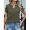 imageANRABESS Womens Petal Short Sleeve Henley Shirts Summer 2026 V Neck Dressy Casual Blouses Spring Business Work Tunic TopsArmy Green
