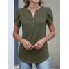 imageANRABESS Womens Petal Short Sleeve Henley Shirts Summer 2026 V Neck Dressy Casual Blouses Spring Business Work Tunic TopsArmy Green