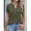 imageANRABESS Womens Petal Short Sleeve Henley Shirts Summer 2026 V Neck Dressy Casual Blouses Spring Business Work Tunic TopsArmy Green