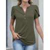 imageANRABESS Womens Petal Short Sleeve Henley Shirts Summer 2026 V Neck Dressy Casual Blouses Spring Business Work Tunic TopsArmy Green
