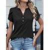 imageANRABESS Womens Petal Short Sleeve Henley Shirts Summer 2026 V Neck Dressy Casual Blouses Spring Business Work Tunic TopsBlack