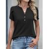 imageANRABESS Womens Petal Short Sleeve Henley Shirts Summer 2026 V Neck Dressy Casual Blouses Spring Business Work Tunic TopsBlack