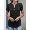 imageANRABESS Womens Petal Short Sleeve Henley Shirts Summer 2026 V Neck Dressy Casual Blouses Spring Business Work Tunic TopsBlack