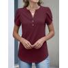 imageANRABESS Womens Petal Short Sleeve Henley Shirts Summer 2026 V Neck Dressy Casual Blouses Spring Business Work Tunic TopsBurgundy
