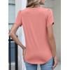 imageANRABESS Womens Petal Short Sleeve Henley Shirts Summer 2026 V Neck Dressy Casual Blouses Spring Business Work Tunic TopsCoral