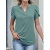 imageANRABESS Womens Petal Short Sleeve Henley Shirts Summer 2026 V Neck Dressy Casual Blouses Spring Business Work Tunic TopsGray Green