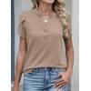 imageANRABESS Womens Petal Short Sleeve Henley Shirts Summer 2026 V Neck Dressy Casual Blouses Spring Business Work Tunic TopsKhaki