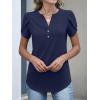 imageANRABESS Womens Petal Short Sleeve Henley Shirts Summer 2026 V Neck Dressy Casual Blouses Spring Business Work Tunic TopsNavy Blue