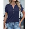 imageANRABESS Womens Petal Short Sleeve Henley Shirts Summer 2026 V Neck Dressy Casual Blouses Spring Business Work Tunic TopsNavy Blue