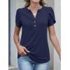 imageANRABESS Womens Petal Short Sleeve Henley Shirts Summer 2026 V Neck Dressy Casual Blouses Spring Business Work Tunic TopsNavy Blue