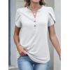 imageANRABESS Womens Petal Short Sleeve Henley Shirts Summer 2026 V Neck Dressy Casual Blouses Spring Business Work Tunic TopsWhite