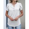 imageANRABESS Womens Petal Short Sleeve Henley Shirts Summer 2026 V Neck Dressy Casual Blouses Spring Business Work Tunic TopsWhite