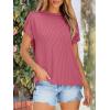 imageANRABESS Womens Short Sleeve Crewneck Shirts Ribbed Knit High Low Hem T Shirt 2026 Summer Spring Casual Tops Trendy ClothesCoral Pink