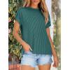 imageANRABESS Womens Short Sleeve Crewneck Shirts Ribbed Knit High Low Hem T Shirt 2026 Summer Spring Casual Tops Trendy ClothesDeep Green