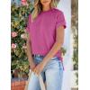 imageANRABESS Womens Short Sleeve Crewneck Shirts Ribbed Knit High Low Hem T Shirt 2026 Summer Spring Casual Tops Trendy ClothesHot Pink