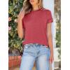 imageANRABESS Womens Short Sleeve Crewneck Shirts Ribbed Knit High Low Hem T Shirt 2026 Summer Spring Casual Tops Trendy ClothesRed