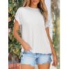 imageANRABESS Womens Short Sleeve Crewneck Shirts Ribbed Knit High Low Hem T Shirt 2026 Summer Spring Casual Tops Trendy ClothesWhite