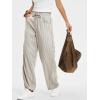 imageANRABESS Womens Striped Barrel Casual Pants 2026 Trendy Summer Elastic Drawstring Baggy Lounge Wide Leg Trousers with PocketsBeige Black Stripe