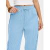 imageANRABESS Womens Striped Barrel Casual Pants 2026 Trendy Summer Elastic Drawstring Baggy Lounge Wide Leg Trousers with PocketsBlue White Stripe