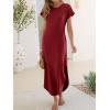 imageANRABESS Womens Summer Maxi Dress 2026 Casual Short Sleeve Loose Split WrinkleFree Beach Vacation Long Sundress with PocketsDark Red