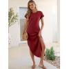 imageANRABESS Womens Summer Maxi Dress 2026 Casual Short Sleeve Loose Split WrinkleFree Beach Vacation Long Sundress with PocketsDark Red