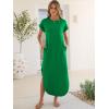 imageANRABESS Womens Summer Maxi Dress 2026 Casual Short Sleeve Loose Split WrinkleFree Beach Vacation Long Sundress with PocketsGreen