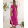 imageANRABESS Womens Summer Maxi Dress 2026 Casual Short Sleeve Loose Split WrinkleFree Beach Vacation Long Sundress with PocketsHot Pink