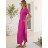 imageANRABESS Womens Summer Maxi Dress 2026 Casual Short Sleeve Loose Split WrinkleFree Beach Vacation Long Sundress with PocketsHot Pink