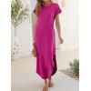 imageANRABESS Womens Summer Maxi Dress 2026 Casual Short Sleeve Loose Split WrinkleFree Beach Vacation Long Sundress with PocketsHot Pink