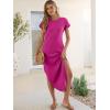 imageANRABESS Womens Summer Maxi Dress 2026 Casual Short Sleeve Loose Split WrinkleFree Beach Vacation Long Sundress with PocketsHot Pink