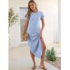 imageANRABESS Womens Summer Maxi Dress 2026 Casual Short Sleeve Loose Split WrinkleFree Beach Vacation Long Sundress with PocketsLight Blue