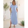 imageANRABESS Womens Summer Maxi Dress 2026 Casual Short Sleeve Loose Split WrinkleFree Beach Vacation Long Sundress with PocketsLight Blue